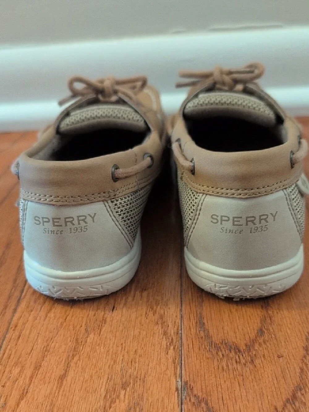 Sperry Kids Tan Boat Shoes with Cream Accents